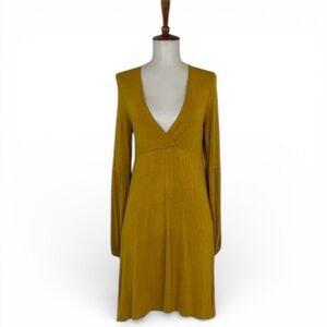 Chaser Cool Jersey‎ Dress Women’s S Lantern Long Sleeve V-Neck Solid Knee Length